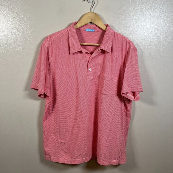 J. Mclaughlin Striped Polo Shirt Mens Size XL Pima Cotton Pink Red Preppy Work - Picture 1 of 7